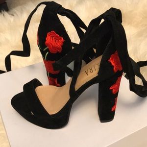 Embroidered Platform Heels